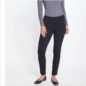 J. McLaughlin Ross Pants Black Slim Tapered Pull On Zippered Pockets Size 10